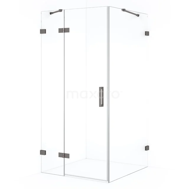 Diamond Shower enclosure | 100x100 cm Black metal Clear glass Pivot door Square CDB214610420ZM