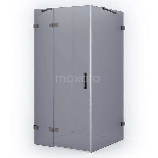 Diamond Shower enclosure | 100x90 cm Black metal Smoke glass Pivot door Rectangle CDB214609421ZM