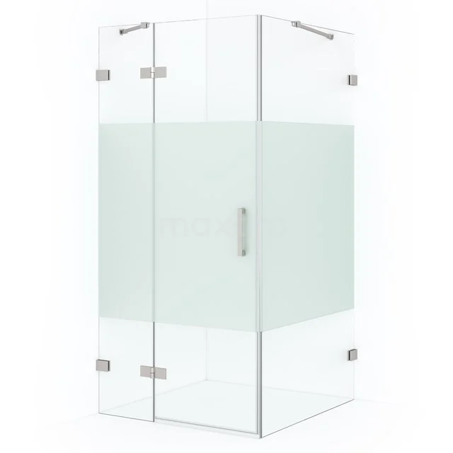 Diamond Shower enclosure | 100x90 cm Stainless steel Clear with matt strip Pivot door Rectangle CDB214609423BR