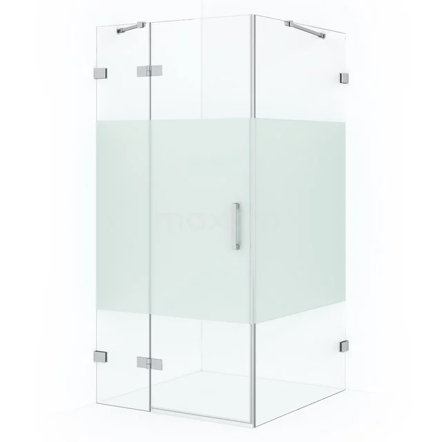 Diamond Douchecabine | 110x90 cm Chroom Helder met matte strook Draaideur Rechthoek CDB216509423C