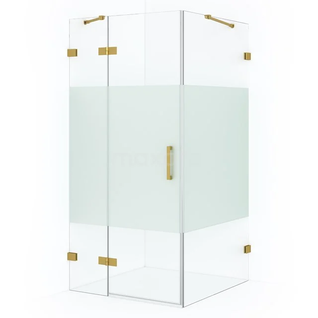 Diamond Shower enclosure | 100x90 cm Gold Clear with matt strip Pivot door Rectangle CDB214609423GG