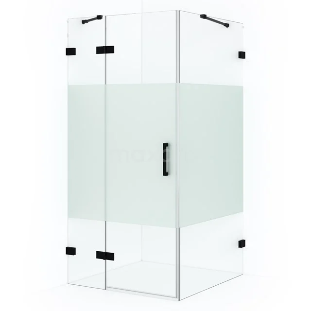 Diamond Shower enclosure | 100x90 cm Matte black Clear with matt strip Pivot door Rectangle CDB214609423MB