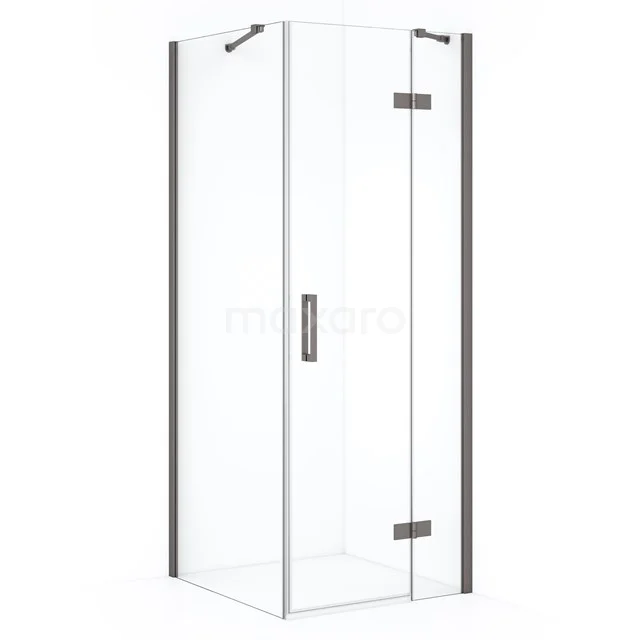Diamond Shower enclosure | 80x80 cm Black metal Clear glass Pivot door Square CDB223508410ZMN