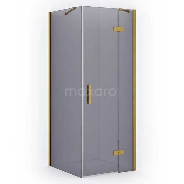 Diamond Shower cabin | 90x80 cm Gold Smoke glass Pivot door Rectangle CDB223608411GGN