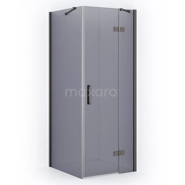 Diamond Shower cabin | 80x80 cm Black metal Smoke glass Pivot door Square CDB223508411ZMN
