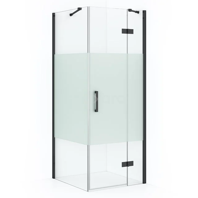 Diamond Shower enclosure | 80x80 cm Black chrome Clear with matt strip Pivot door Square CDB223508413BCN