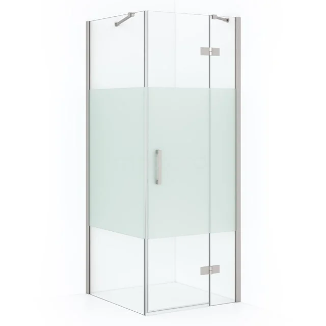Diamond Shower enclosure | 80x80 cm Stainless steel Clear with matt strip Pivot door Square CDB223508413BR
