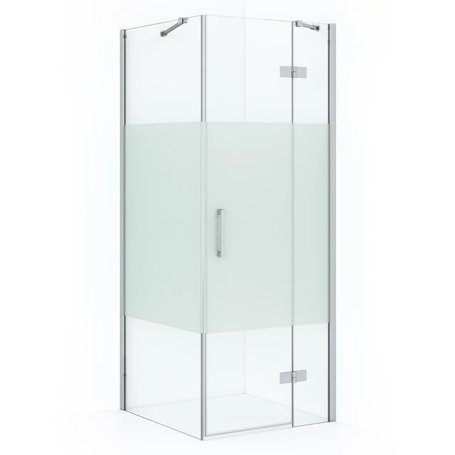 Diamond Douchecabine | 90x80 cm Chroom Helder met matte strook Draaideur Rechthoek CDB223608413C