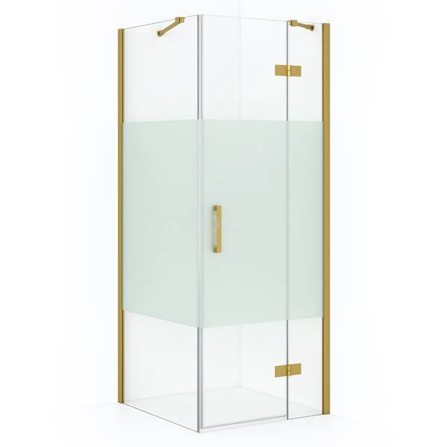 Diamond Shower enclosure | 80x80 cm Gold Clear with matt strip Pivot door Square CDB223508413GGN