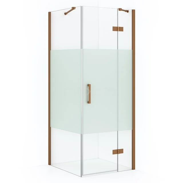 Diamond Shower enclosure | 80x80 cm Copper Clear with matt strip Pivot door Square CDB223508413KP