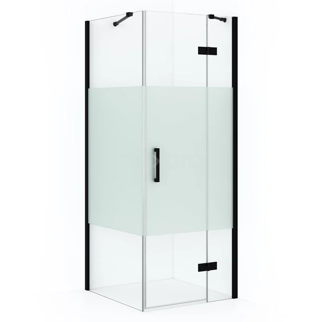 Diamond Shower cabin | 80x80 cm Matte black Clear with matt strip Pivot door Square CDB223508413MB