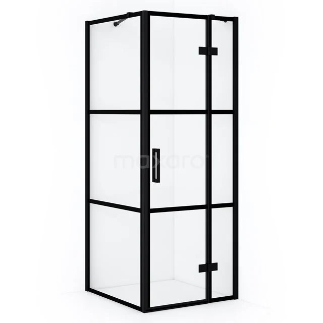 Diamond Shower enclosure | 80x80 cm Matte black Clear with 4 black stripes Pivot door Square CDB223508418MB