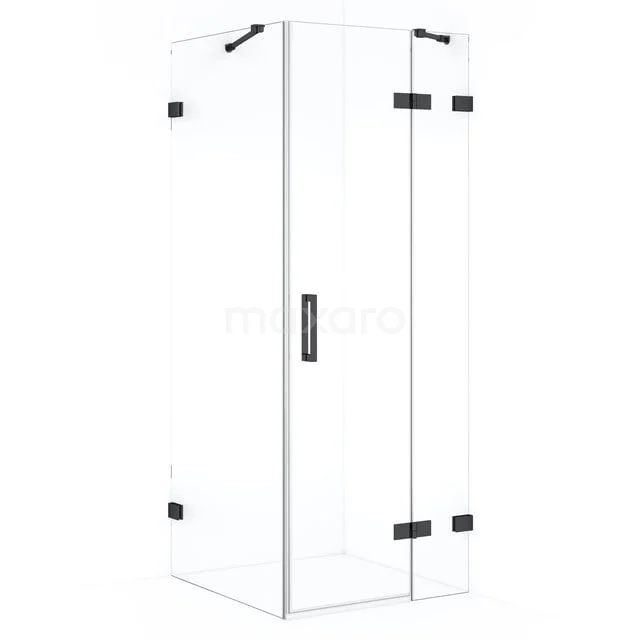 Diamond Douchecabine | 80x70 cm Zwart chroom Helder glas Draaideur Rechthoek CDB223507420BC