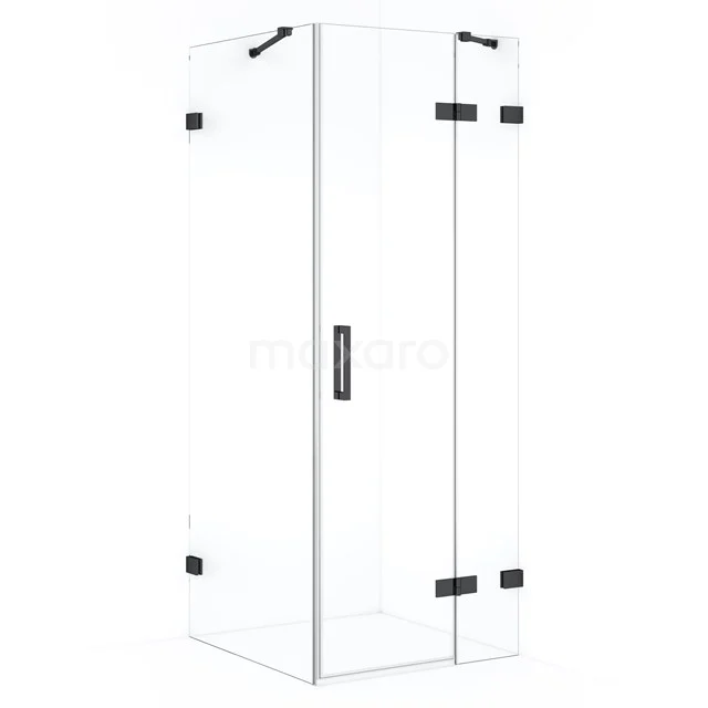 Diamond Douchecabine | 90x70 cm Zwart chroom Helder glas Draaideur Rechthoek CDB223607420BC