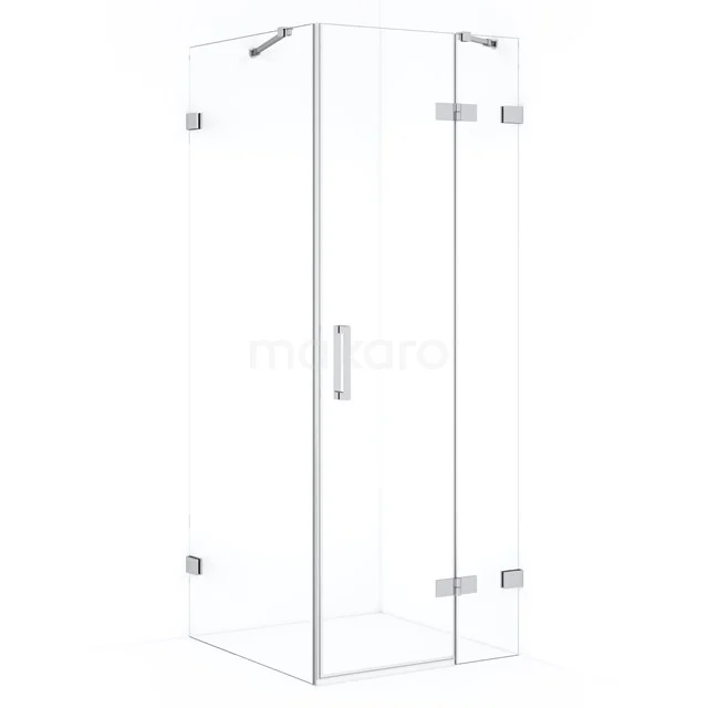 Diamond Shower enclosure | 80x80 cm Chrome Clear glass Pivot door Square CDB223508420C