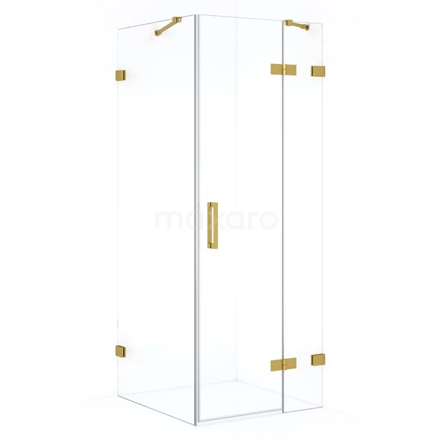 Diamond Douchecabine | 80x70 cm Goud Helder glas Draaideur Rechthoek CDB223507420GG