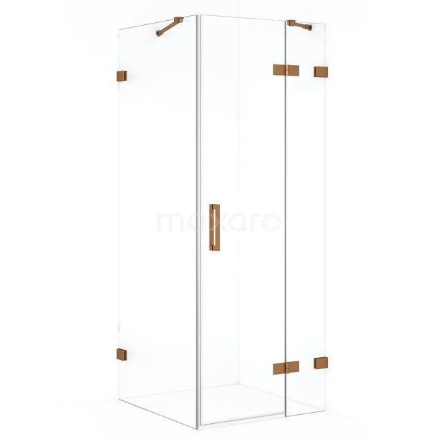 Diamond Shower enclosure | 80x80 cm Copper Clear glass Pivot door Square CDB223508420KP