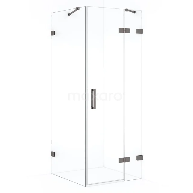Diamond Shower enclosure | 80x80 cm Black metal Clear glass Pivot door Square CDB223508420ZM