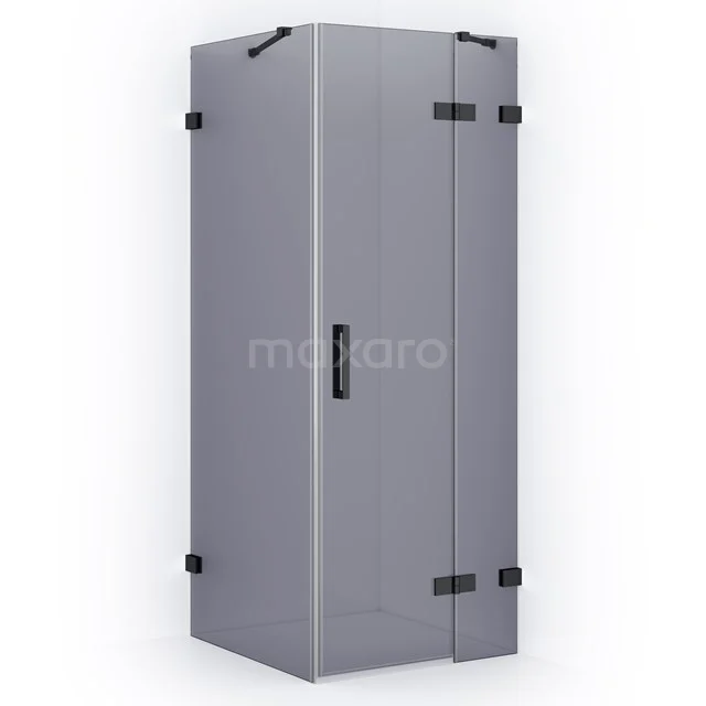 Diamond Shower enclosure | 80x80 cm Black chrome Smoke glass Pivot door Square CDB223508421BC