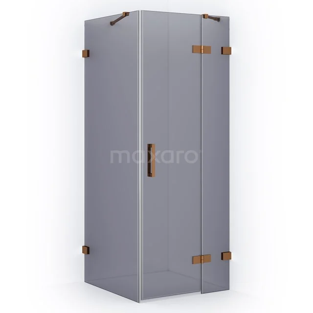 Diamond Shower cabin | 90x80 cm Copper Smoke glass Pivot door Rectangle CDB223608421KP