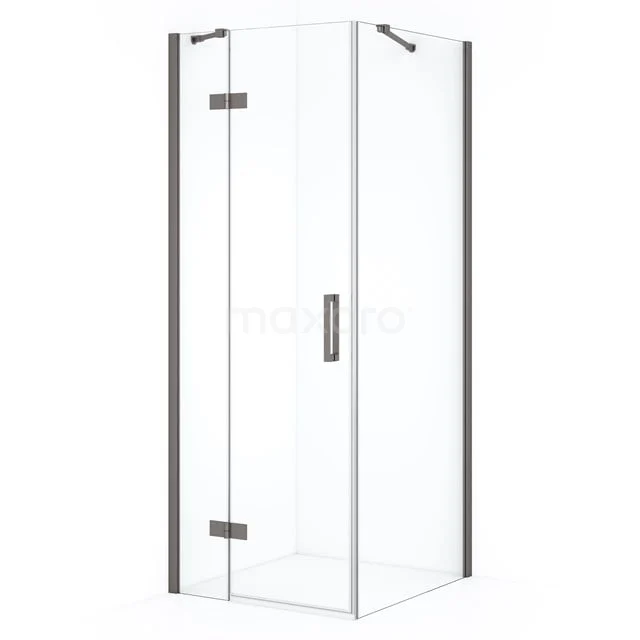 Diamond Douchecabine | 80x80 cm Zwart metaal Helder glas Draaideur Vierkant CDB213508410ZMN