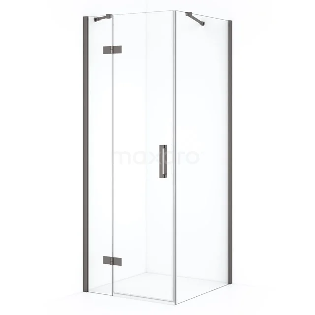 Diamond Shower enclosure | 80x80 cm Black metal Clear glass Pivot door Square CDB213508410ZMN