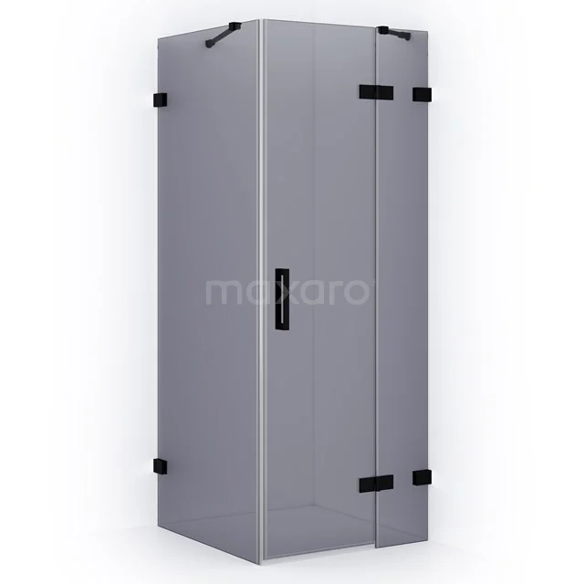 Diamond Shower enclosure | 90x80 cm Matte black Smoke glass Pivot door Rectangle CDB223608421MB