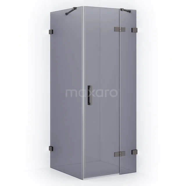 Diamond Shower enclosure | 90x80 cm Black metal Smoke glass Pivot door Rectangle CDB223608421ZM