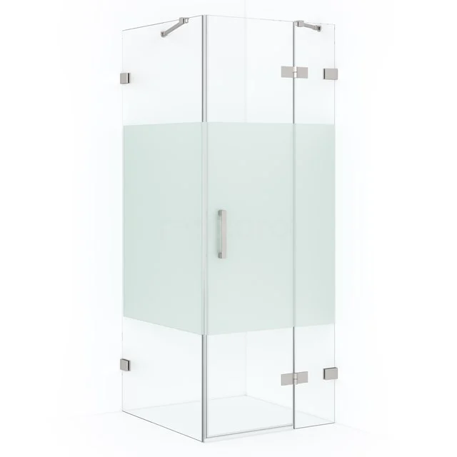 Diamond Shower enclosure | 90x80 cm Stainless steel Clear with matt strip Pivot door Rectangle CDB223608423BR