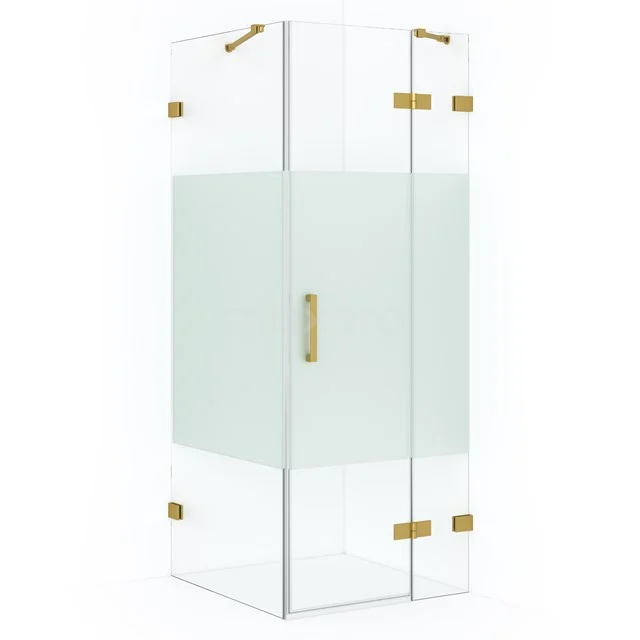 Diamond Shower enclosure | 90x80 cm Gold Clear with matt strip Pivot door Rectangle CDB223608423GG