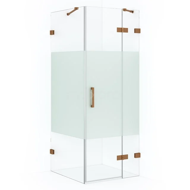 Diamond Shower enclosure | 80x80 cm Copper Clear with matt strip Pivot door Square CDB223508423KP