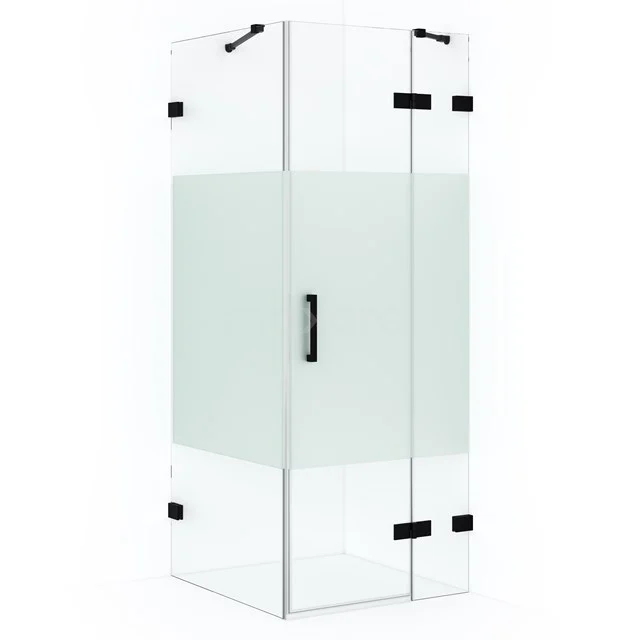 Diamond Shower cabin | 80x80 cm Matte black Clear with matt strip Pivot door Square CDB223508423MB
