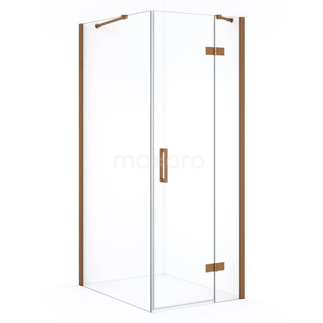 Diamond Shower enclosure | 90x90 cm Copper Clear glass Pivot door Square CDB223609410KP
