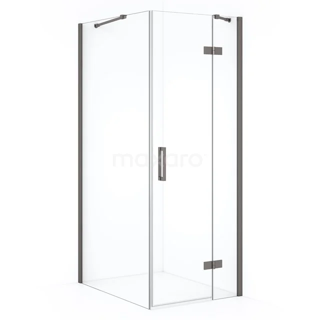 Diamond Shower enclosure | 90x90 cm Black metal Clear glass Pivot door Square CDB223609410ZMN