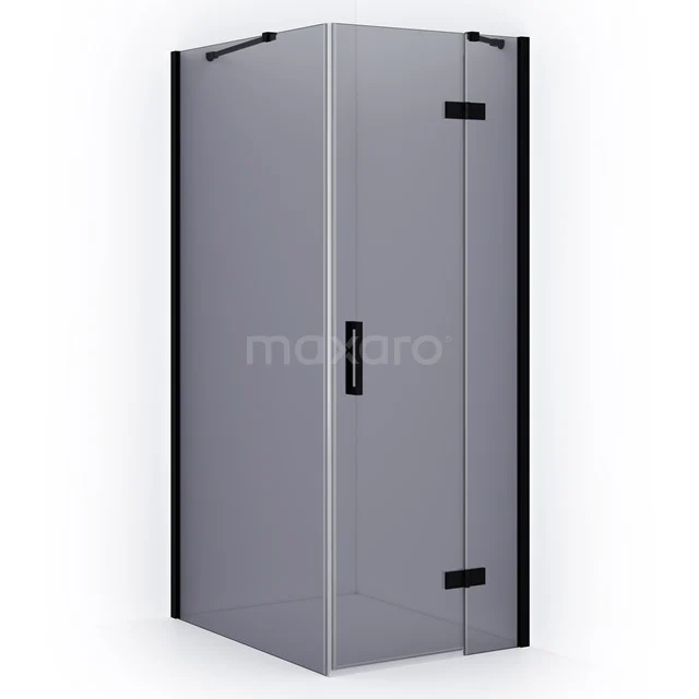 Diamond Shower enclosure | 90x90 cm Matte black Smoke glass Pivot door Square CDB223609411MB