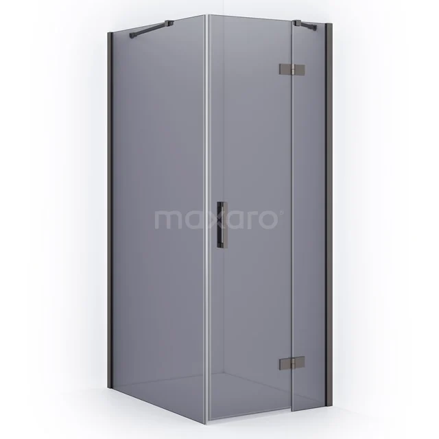 Diamond Shower enclosure | 90x90 cm Black metal Smoke glass Pivot door Square CDB223609411ZMN