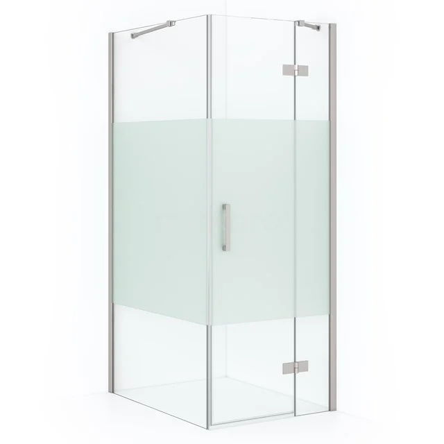 Diamond Shower enclosure | 90x90 cm Stainless steel Clear with matt strip Pivot door Square CDB223609413BR