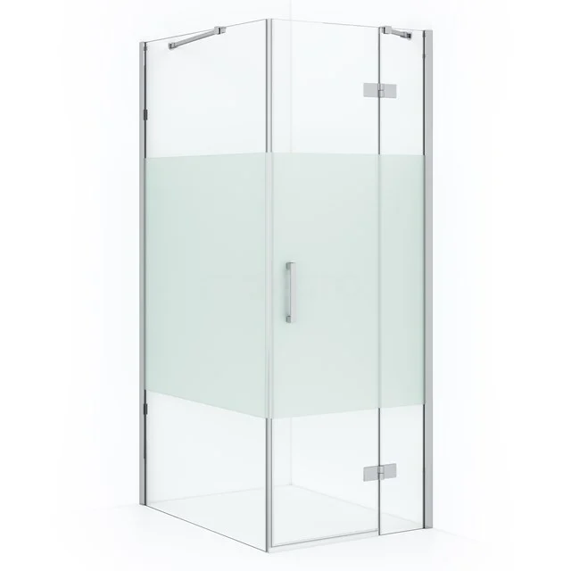 Diamond Douchecabine | 90x80 cm Chroom Helder met matte strook Draaideur Rechthoek CDB223509413C