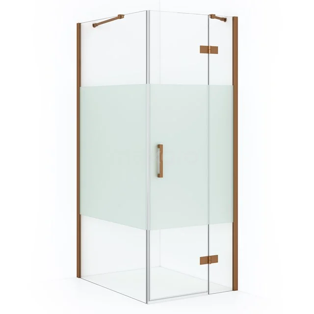 Diamond Shower enclosure | 90x90 cm Copper Clear with matt strip Pivot door Square CDB223609413KP