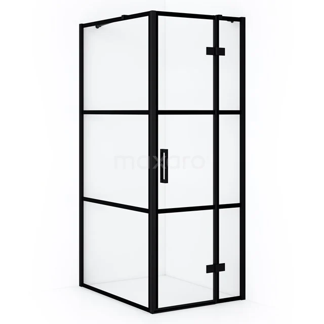 Diamond Shower enclosure | 90x90 cm Matte black Clear with 4 black stripes Pivot door Square CDB223609418MB