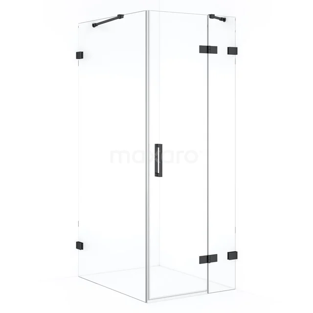 Diamond Douchecabine | 90x80 cm Zwart chroom Helder glas Draaideur Rechthoek CDB223509420BC