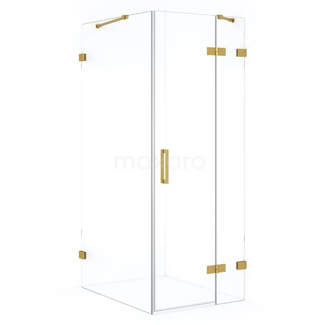 Diamond Douchecabine | 100x80 cm Goud Helder glas Draaideur Rechthoek CDB223510420GG