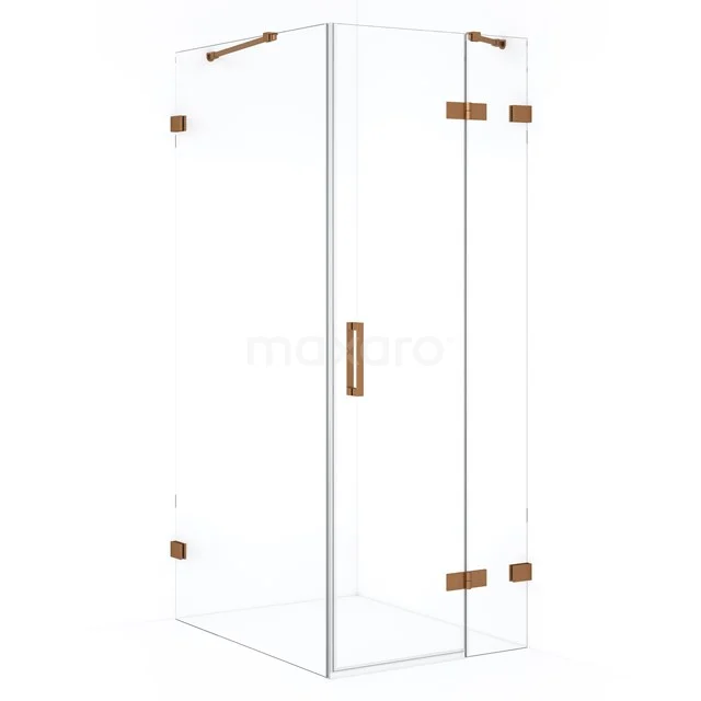 Diamond Shower enclosure | 90x90 cm Copper Clear glass Pivot door Square CDB223609420KP