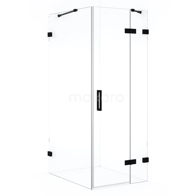Diamond Duschkabine | 100x80 cm Matt Schwarz Drehtür Rechteck CDB223510420MB