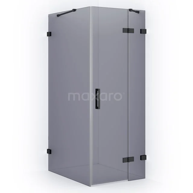 Diamond Shower enclosure | 90x90 cm Black chrome Smoke glass Pivot door Square CDB223609421BC