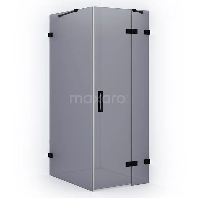 Diamond Shower enclosure | 90x90 cm Matte black Smoke glass Pivot door Square CDB223609421MB