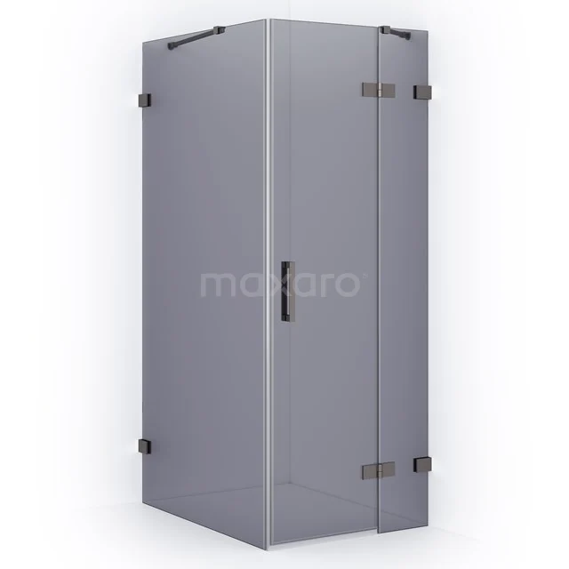 Diamond Shower enclosure | 90x90 cm Black metal Smoke glass Pivot door Square CDB223609421ZM