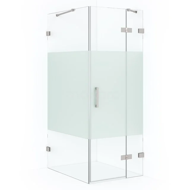 Diamond Shower enclosure | 90x90 cm Stainless steel Clear with matt strip Pivot door Square CDB223609423BR