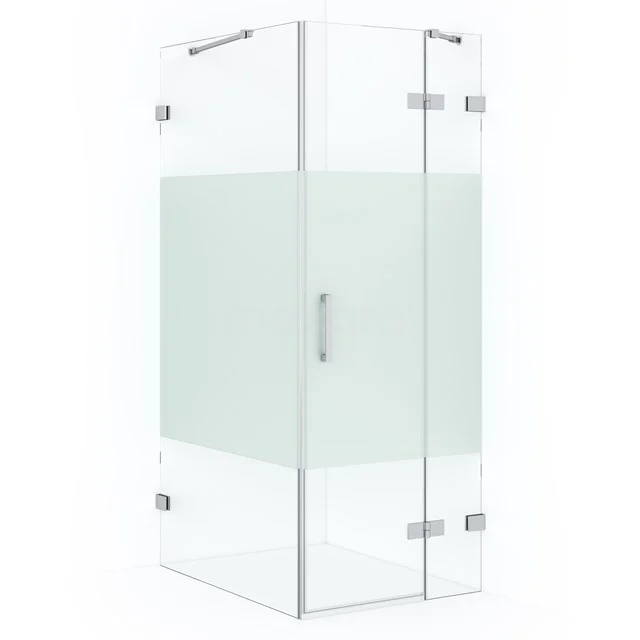 Diamond Douchecabine | 100x80 cm Chroom Helder met matte strook Draaideur Rechthoek CDB223510423C