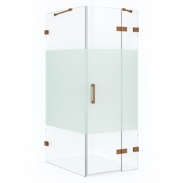 Diamond Shower enclosure | 90x90 cm Copper Clear with matt strip Pivot door Square CDB223609423KP